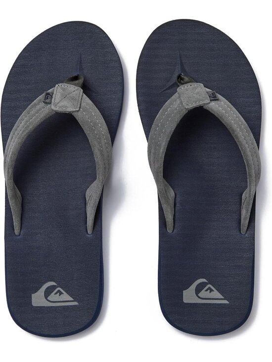 Men\'s Grey Blue Suede Flip Flops Arch Support Athletic Sandals Thong Casual